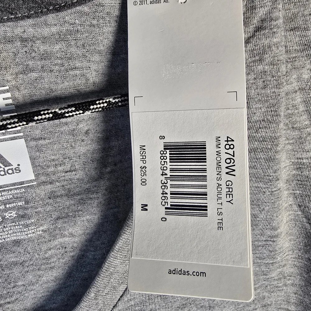 NWT Adidas Gray Long Sleeve V-Neck Womens Size Medium Shirt - Picture 4 of 5